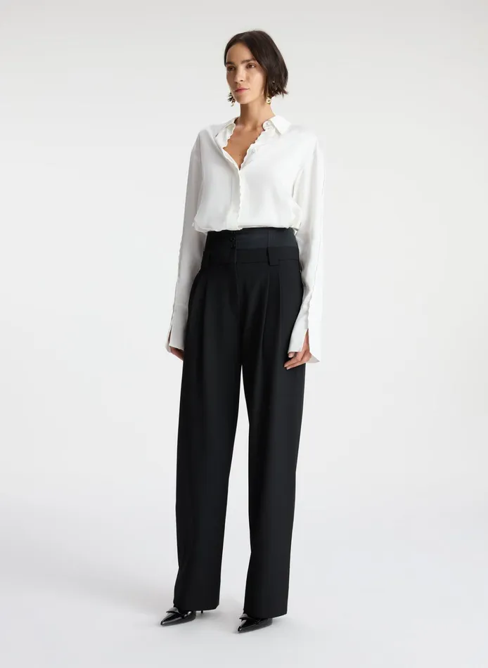 Women Suits ALC Haven Scalloped Satin Top White