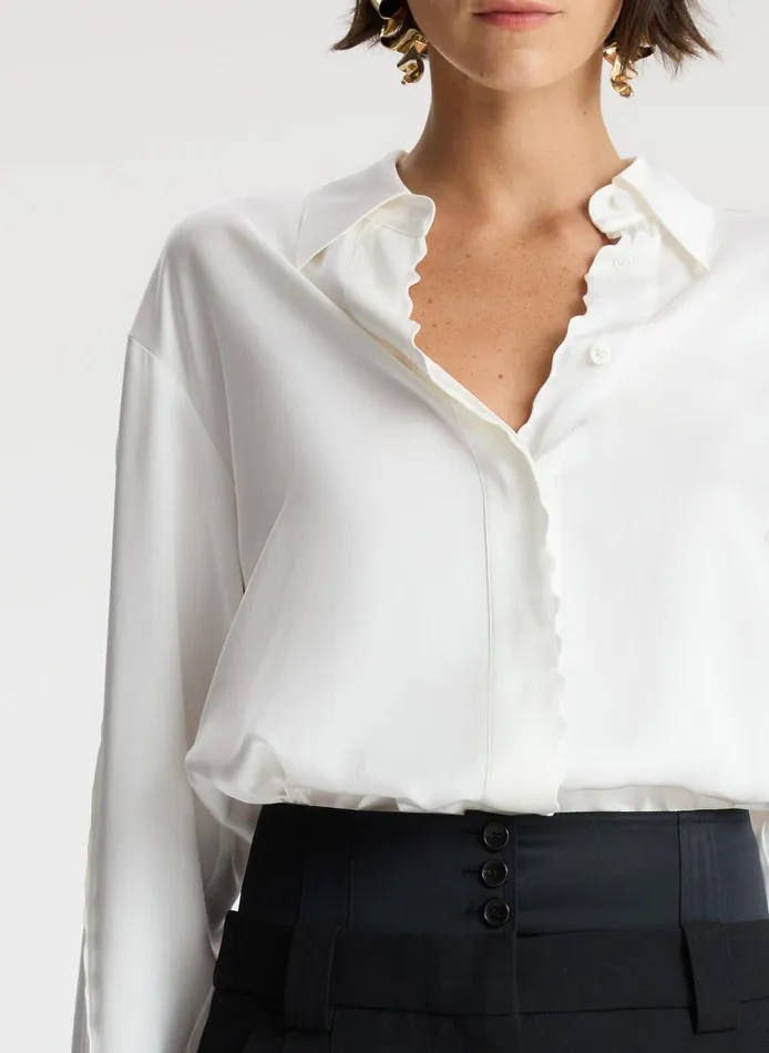 Women Suits ALC Haven Scalloped Satin Top White