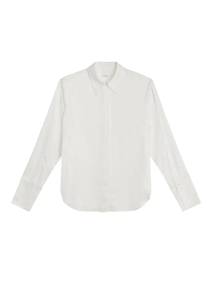 Women Suits ALC Haven Scalloped Satin Top White