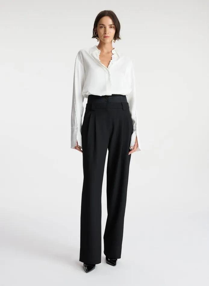 Women Suits ALC Haven Scalloped Satin Top White