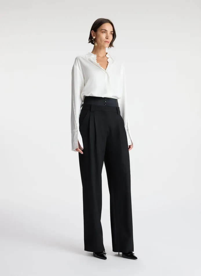 Women Suits ALC Haven Scalloped Satin Top White