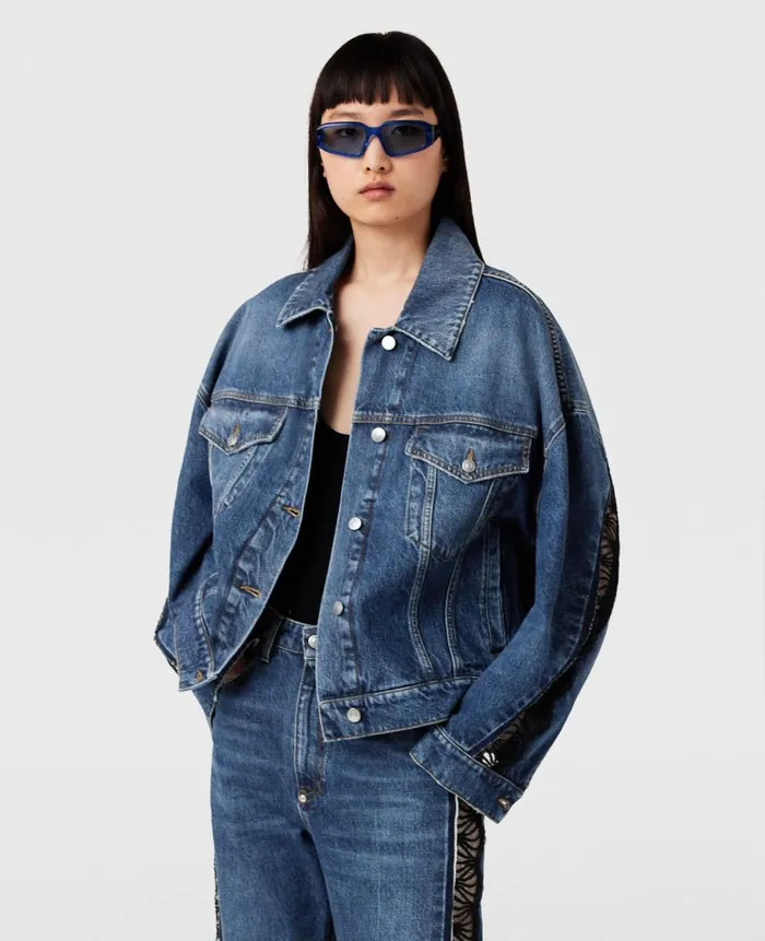 Women Sunglasses Stella McCartney Abstract Rectangle Sunglasses Translucent Electric Blue