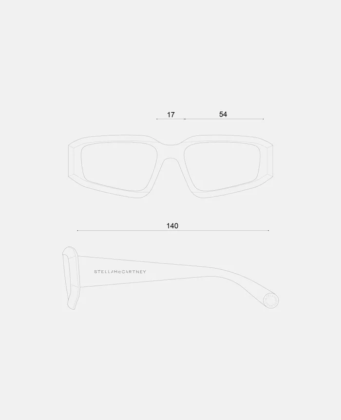 Women Sunglasses Stella McCartney Abstract Rectangle Sunglasses Translucent Electric Blue