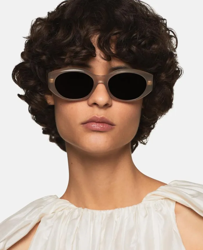 Women Sunglasses Stella McCartney Falabella Oval Sunglasses Translucent Pearl Women Sunglasses Stella McCartney Falabella Oval Sunglasses Translucent Pearl