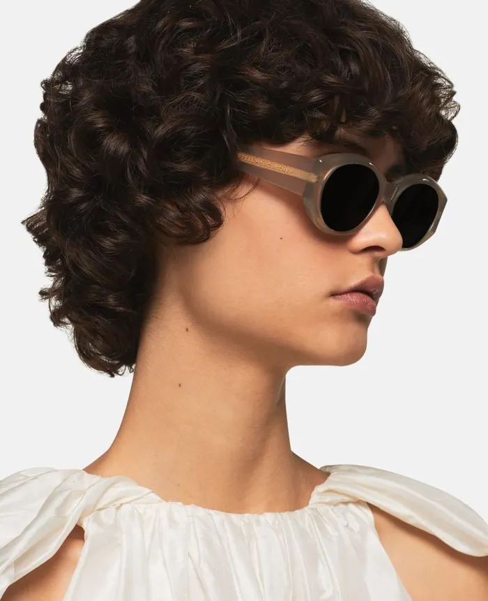 Women Sunglasses Stella McCartney Falabella Oval Sunglasses Translucent Pearl