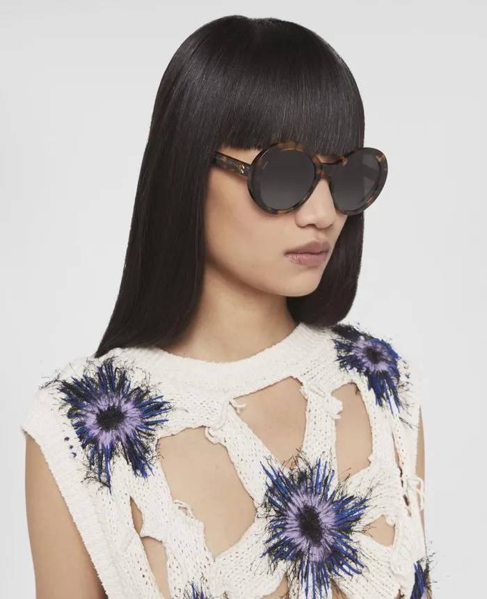 Women Sunglasses Stella McCartney Falabella Pin Round Sunglasses Shiny Light Havana
