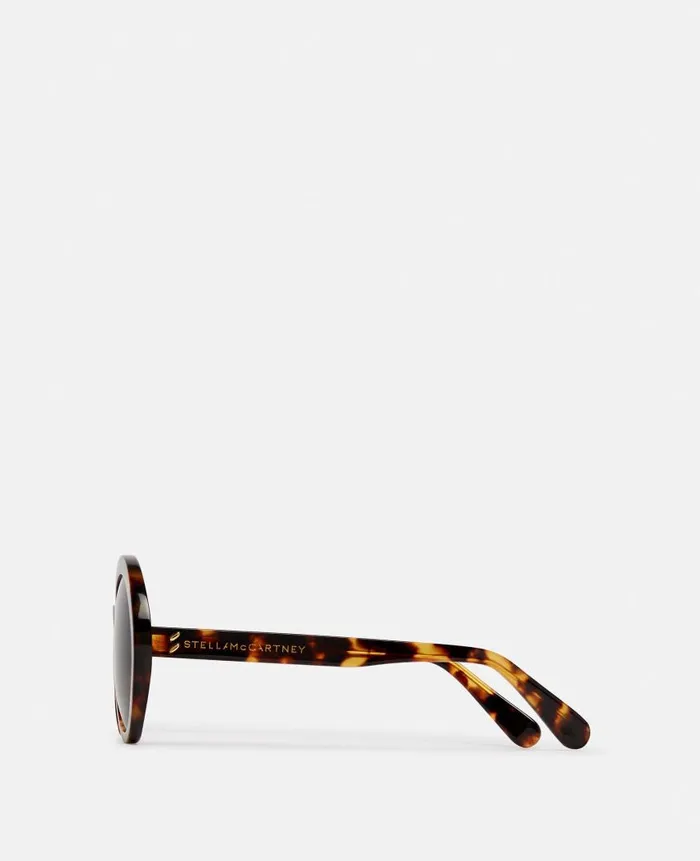 Women Sunglasses Stella McCartney Falabella Pin Round Sunglasses Shiny Light Havana