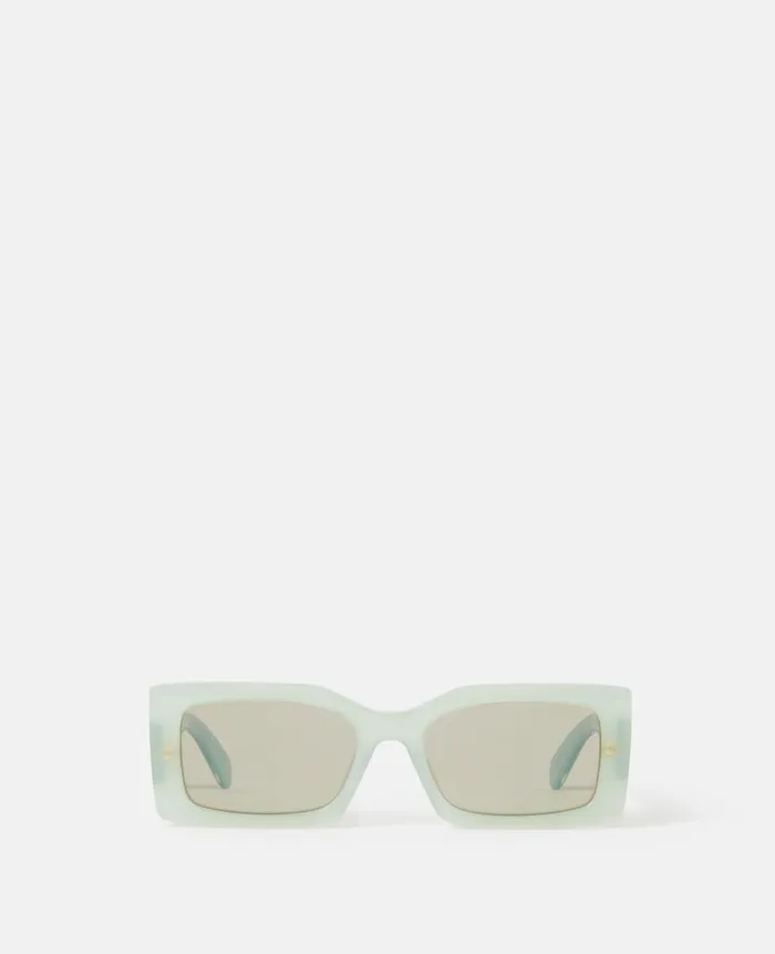 Women Sunglasses Stella McCartney LogoEngraved Rectangular Sunglasses Opaline Mint