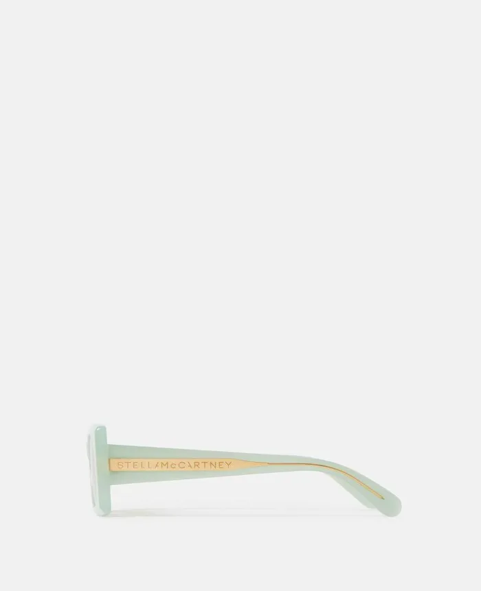 Women Sunglasses Stella McCartney LogoEngraved Rectangular Sunglasses Opaline Mint