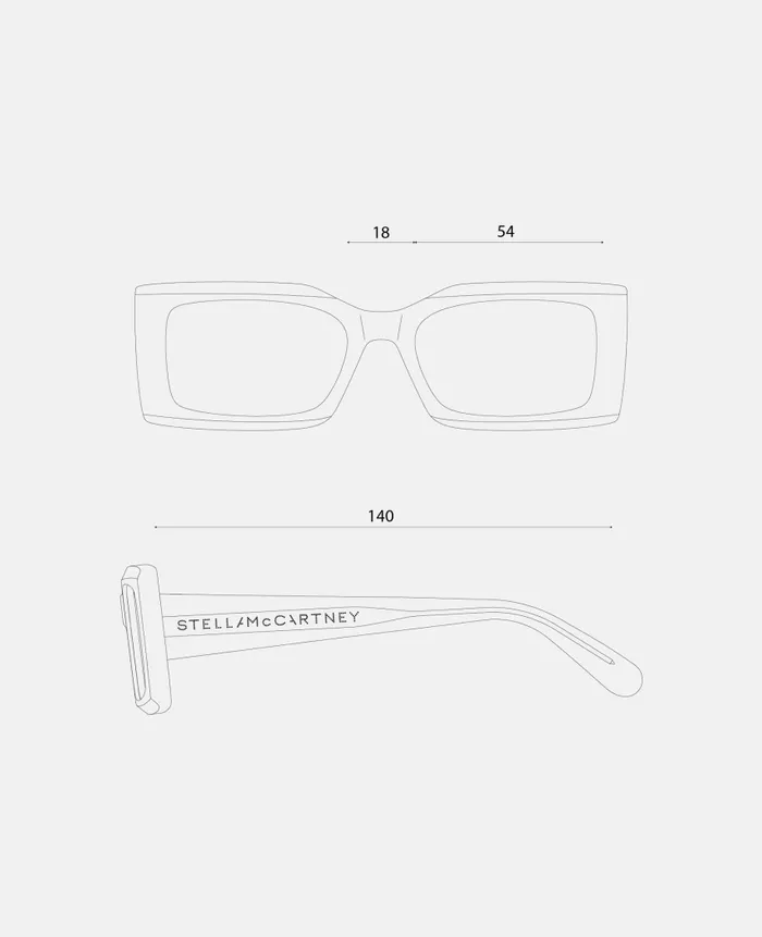Women Sunglasses Stella McCartney LogoEngraved Rectangular Sunglasses Opaline Mint