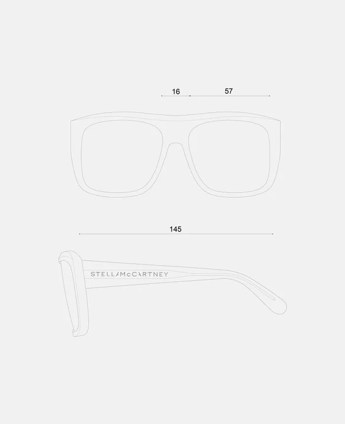 Women Sunglasses Stella McCartney StraightEdge Square Sunglasses Glossy Dark Havana