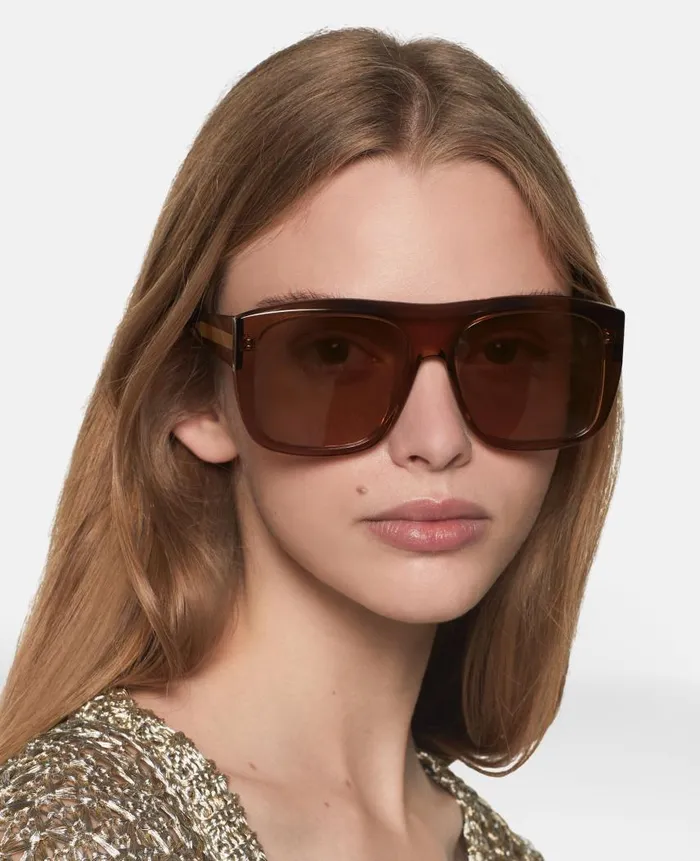 Women Sunglasses Stella McCartney StraightEdge Square Sunglasses Glossy Nude