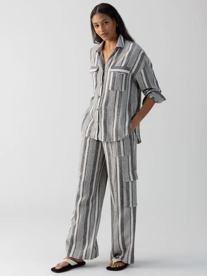 Women Sunset SemiHigh Rise Linen Pant Variegated Stripe Sanctuary Clothing Pants