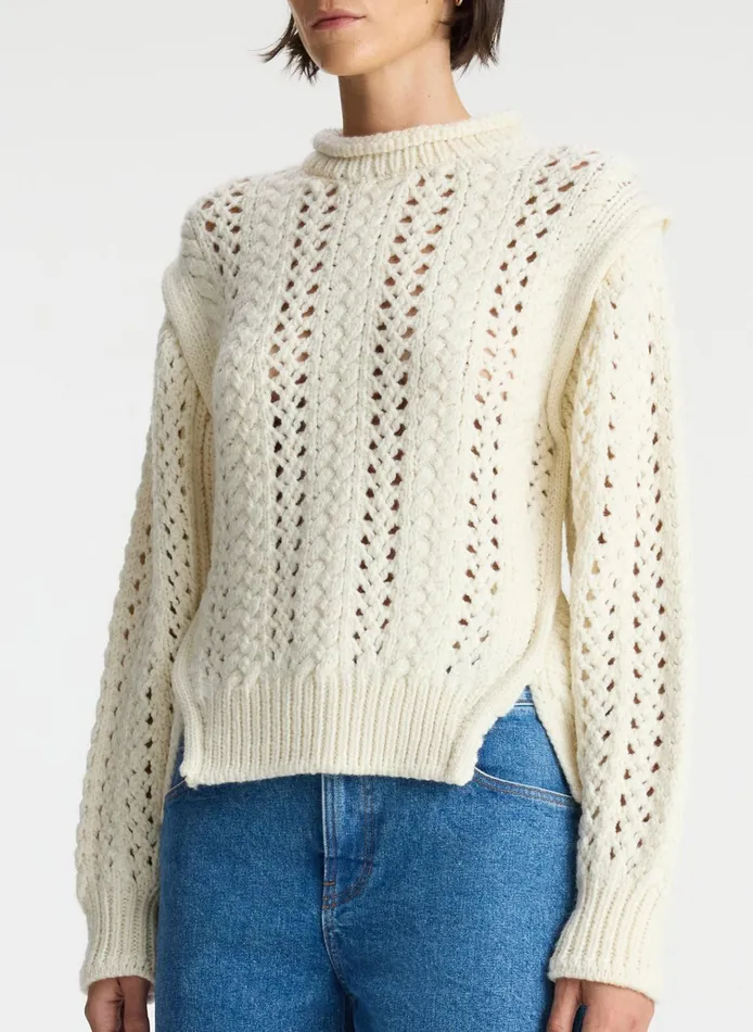 Women Sweaters ALC Chandler Cotton Cable Sweater Off White
