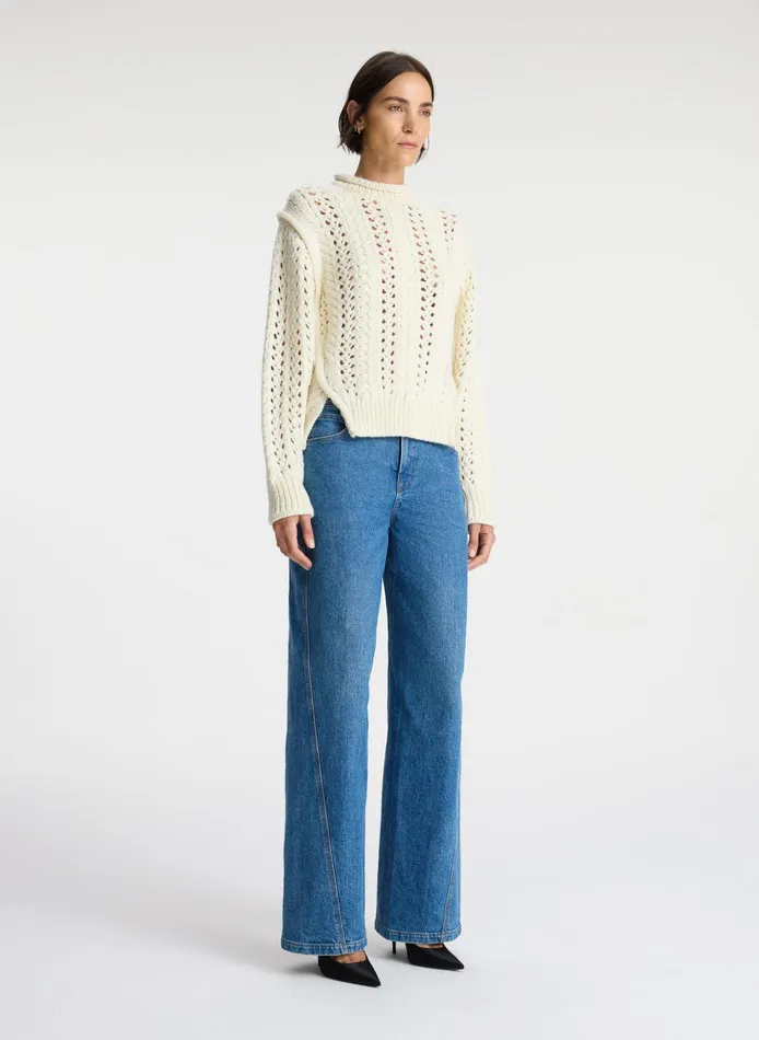 Women Sweaters ALC Chandler Cotton Cable Sweater Off White