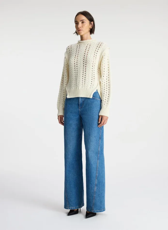 Women Sweaters ALC Chandler Cotton Cable Sweater Off White