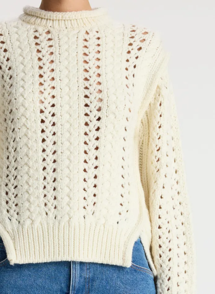 Women Sweaters ALC Chandler Cotton Cable Sweater Off White