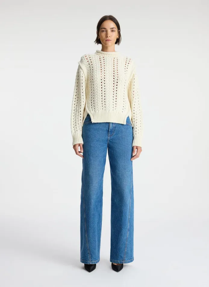 Women Sweaters ALC Chandler Cotton Cable Sweater Off White