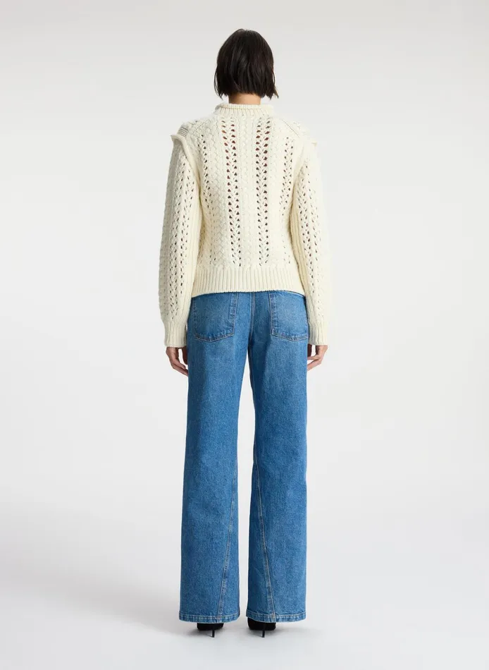 Women Sweaters ALC Chandler Cotton Cable Sweater Off White