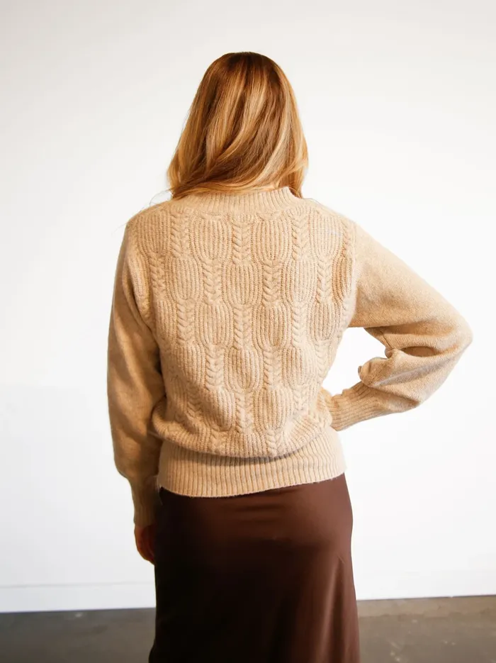 Women Sweaters Able Lindsey Cable Pullover Sweater Taupe