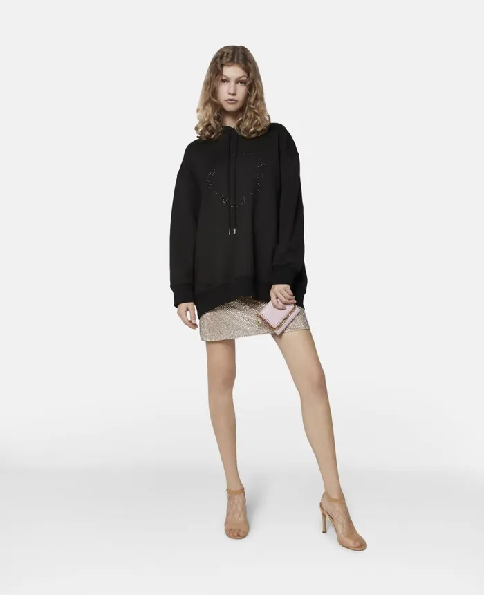 Women Sweatshirts And TShirts Stella McCartney Diamant Logo Hoodie Black
