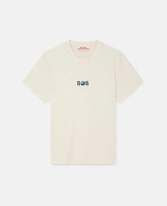 Women Sweatshirts And TShirts Stella McCartney SOS Embroidered ShortSleeve TShirt Dune Beige Women Sweatshirts And TShirts Stella McCartney SOS Embroidered ShortSleeve TShirt Dune Beige