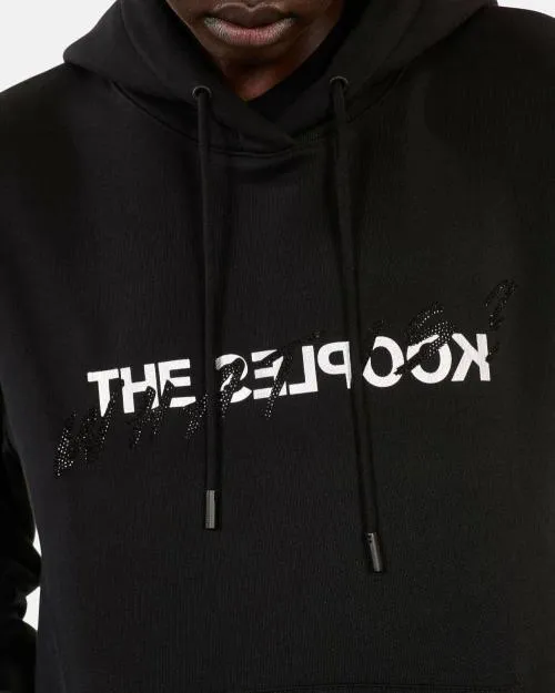 Women Sweatshirts The Kooples Black What Is Hoodie With Rhinestones Black