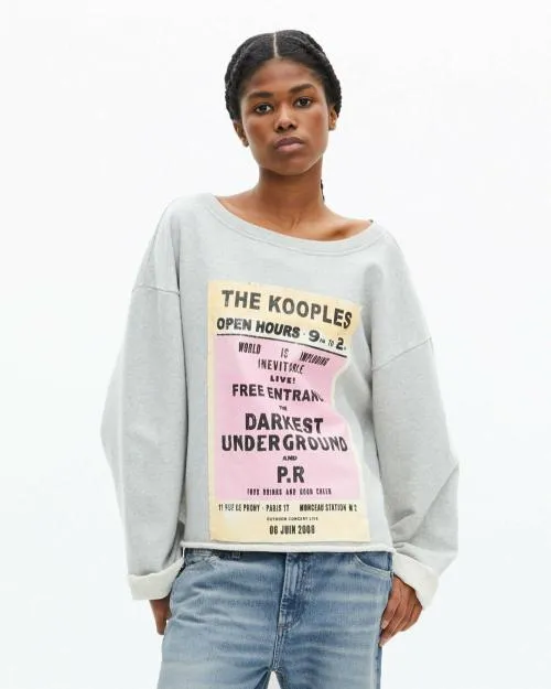 Women Sweatshirts The Kooples Gray Screen Print Sweatshirt Grey Melange