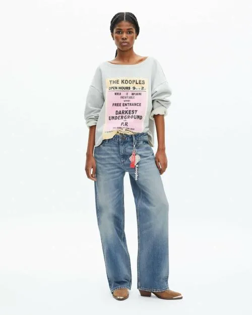 Women Sweatshirts The Kooples Gray Screen Print Sweatshirt Grey Melange