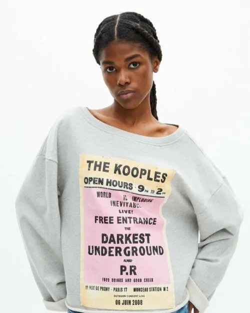 Women Sweatshirts The Kooples Gray Screen Print Sweatshirt Grey Melange