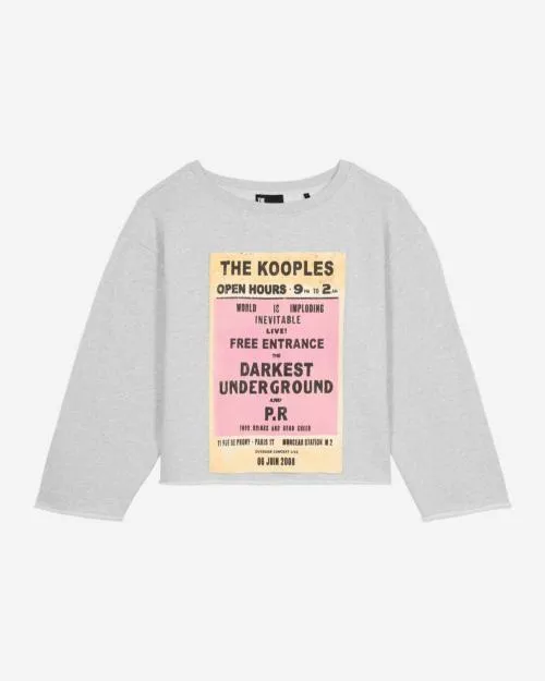 Women Sweatshirts The Kooples Gray Screen Print Sweatshirt Grey Melange