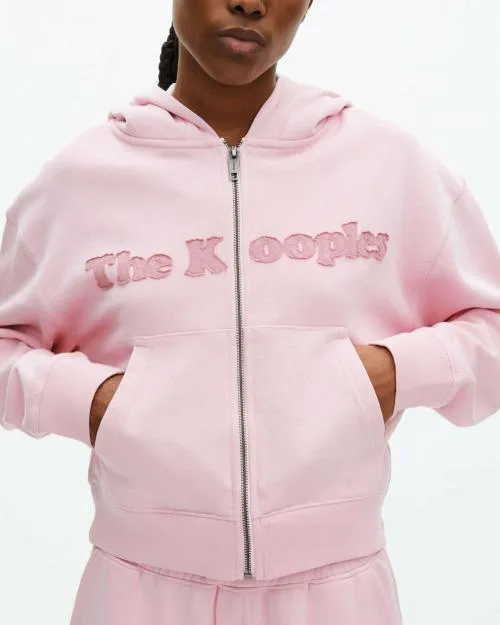 Women Sweatshirts The Kooples Pink Logo Hooded Sweatshirt Lila