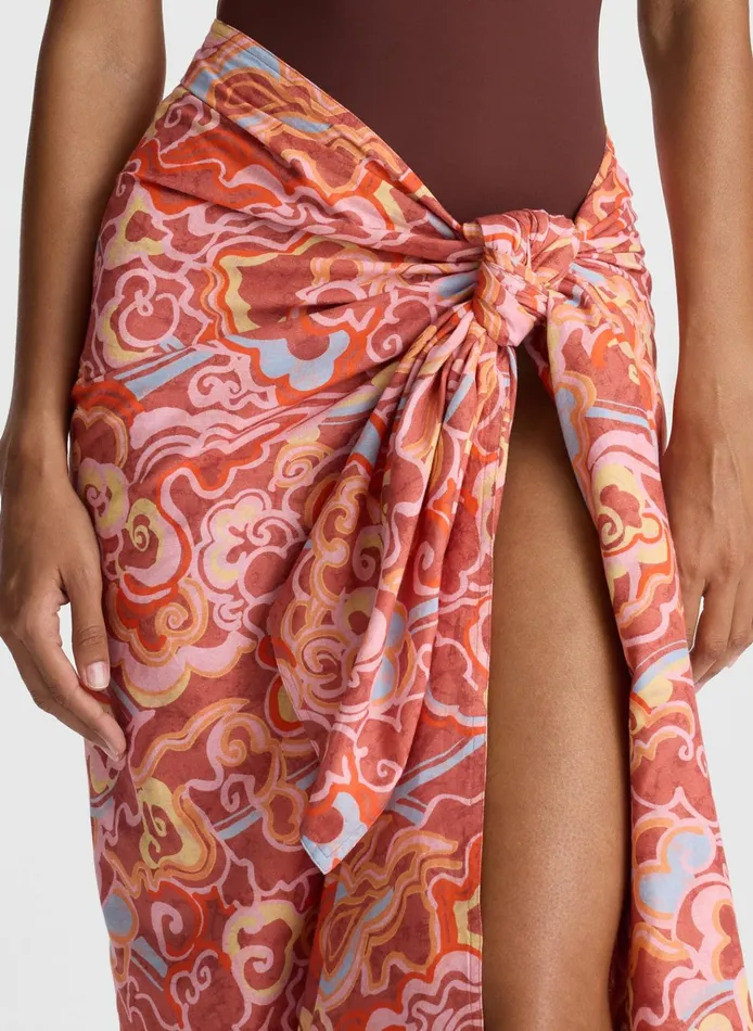 Women Swim ALC Serra Sarong Baked Clay Multi