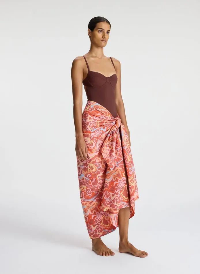 Women Swim ALC Serra Sarong Baked Clay Multi