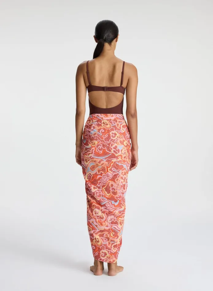 Women Swim ALC Serra Sarong Baked Clay Multi