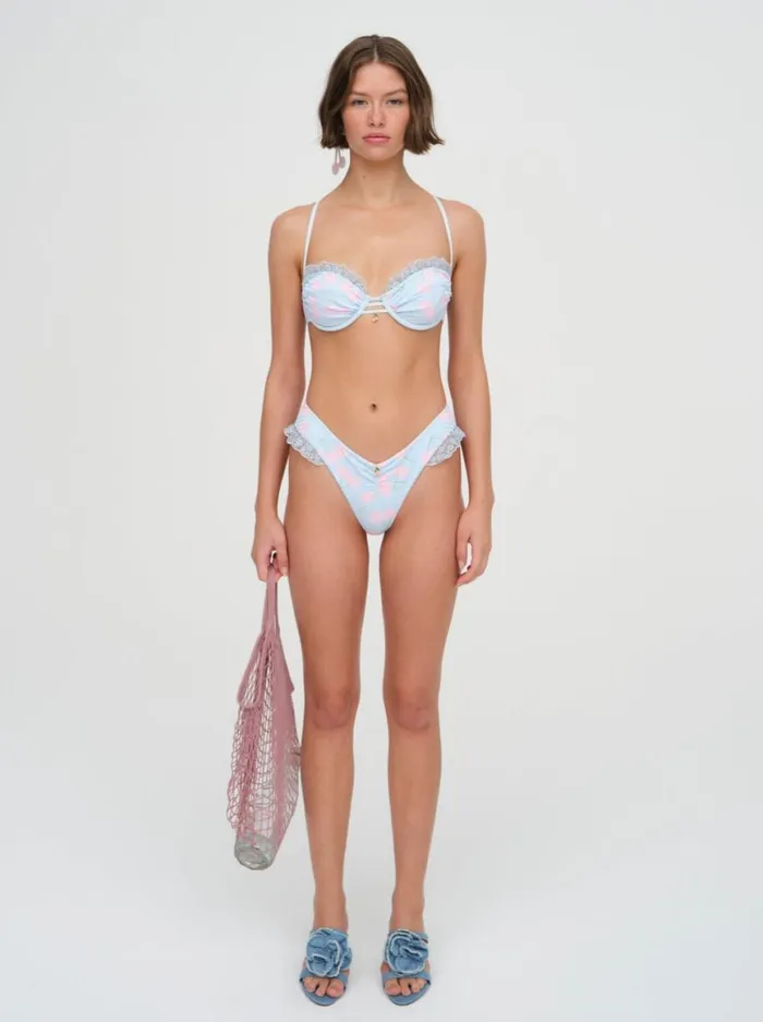 Women Swim For Love and Lemons Graceanne Ruffle Bikini Bottom Blue Women Swim For Love and Lemons Graceanne Ruffle Bikini Bottom Blue
