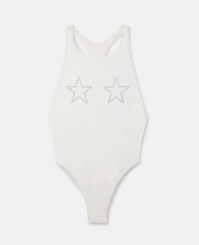 Women Swimwear Stella McCartney Diamant Star Racerback Swimsuit Ivory