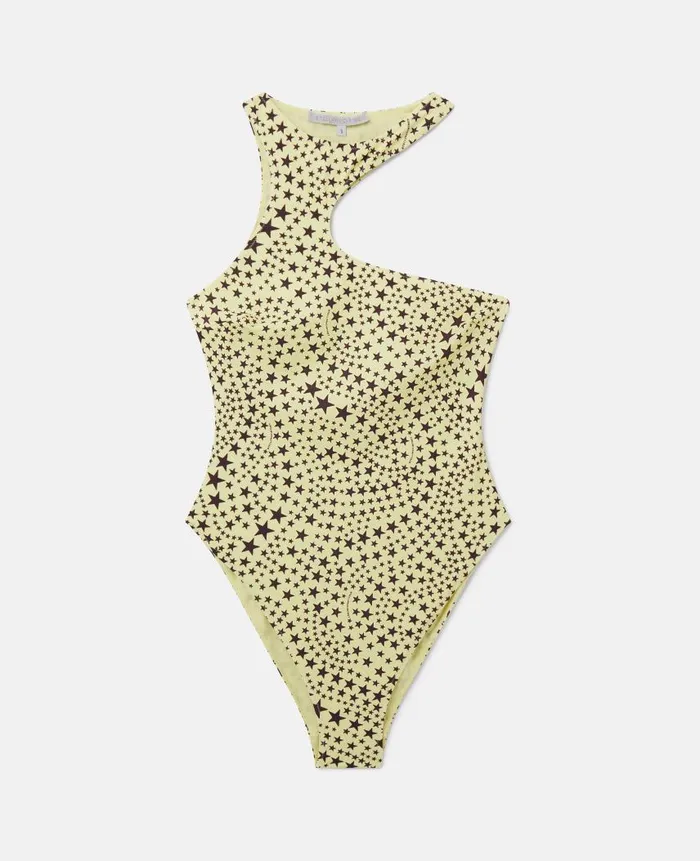 Women Swimwear Stella McCartney Star Print CutOut Swimsuit Lemonburgundy
