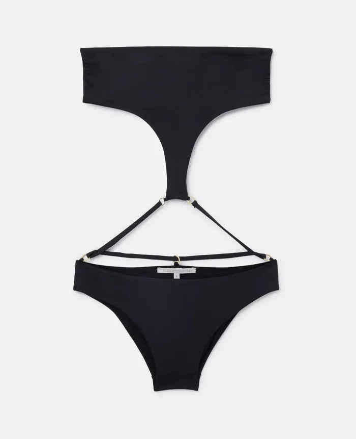 Women Swimwear Stella McCartney String Bandeau CutOut Swimsuit Black