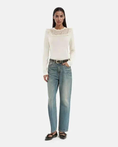Women Tshirts The Kooples LongSleeved White TShirt White