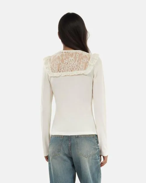 Women Tshirts The Kooples LongSleeved White TShirt White