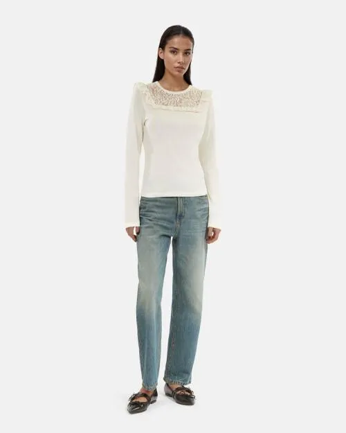 Women Tshirts The Kooples LongSleeved White TShirt White