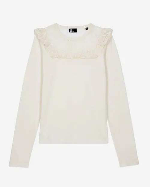 Women Tshirts The Kooples LongSleeved White TShirt White