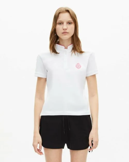 Women Tshirts The Kooples White Contrasting Collar Polo Shirt White