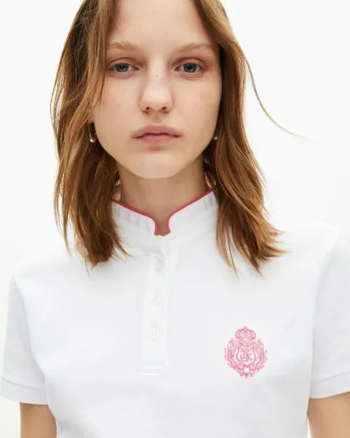 Women Tshirts The Kooples White Contrasting Collar Polo Shirt White