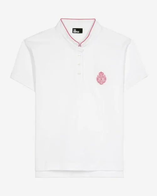 Women Tshirts The Kooples White Contrasting Collar Polo Shirt White