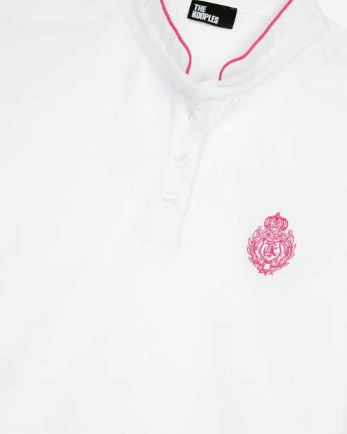 Women Tshirts The Kooples White Contrasting Collar Polo Shirt White