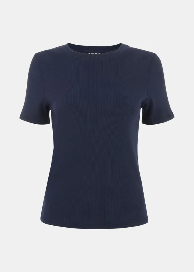Women TShirts Whistles Navy Ultimate Rib Crew Neck TShirt