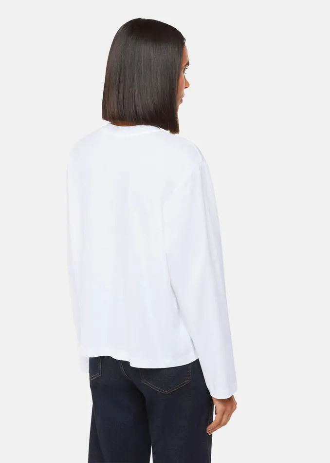 Women TShirts Whistles White Relaxed Long Sleeve Tee