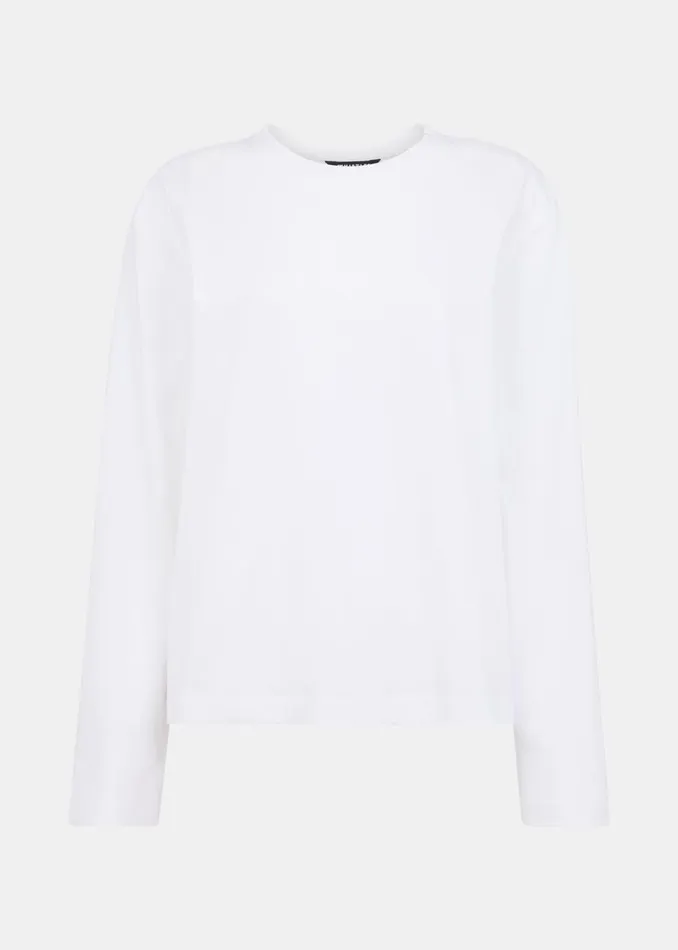 Women TShirts Whistles White Relaxed Long Sleeve Tee